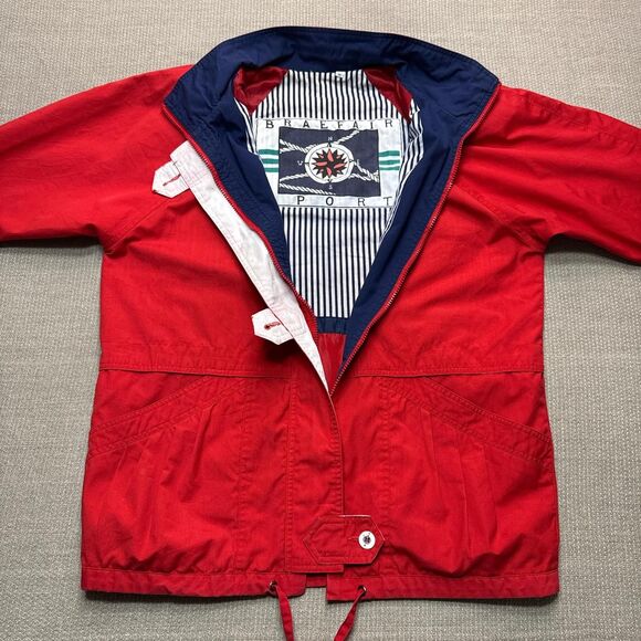 Vintage 90s Red Nautical Jacket Fisherman Wife Style Coat - Picture 2 of 8